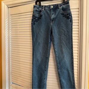 Talbots Blue Straight leg  Jeans with Embroidery
